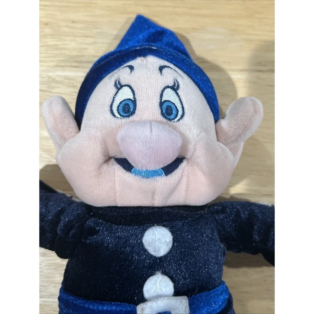 Disney Store‎ Dopey Plush Stuffed Doll Small Blue Robe Soft Toy Dwarf Snow White